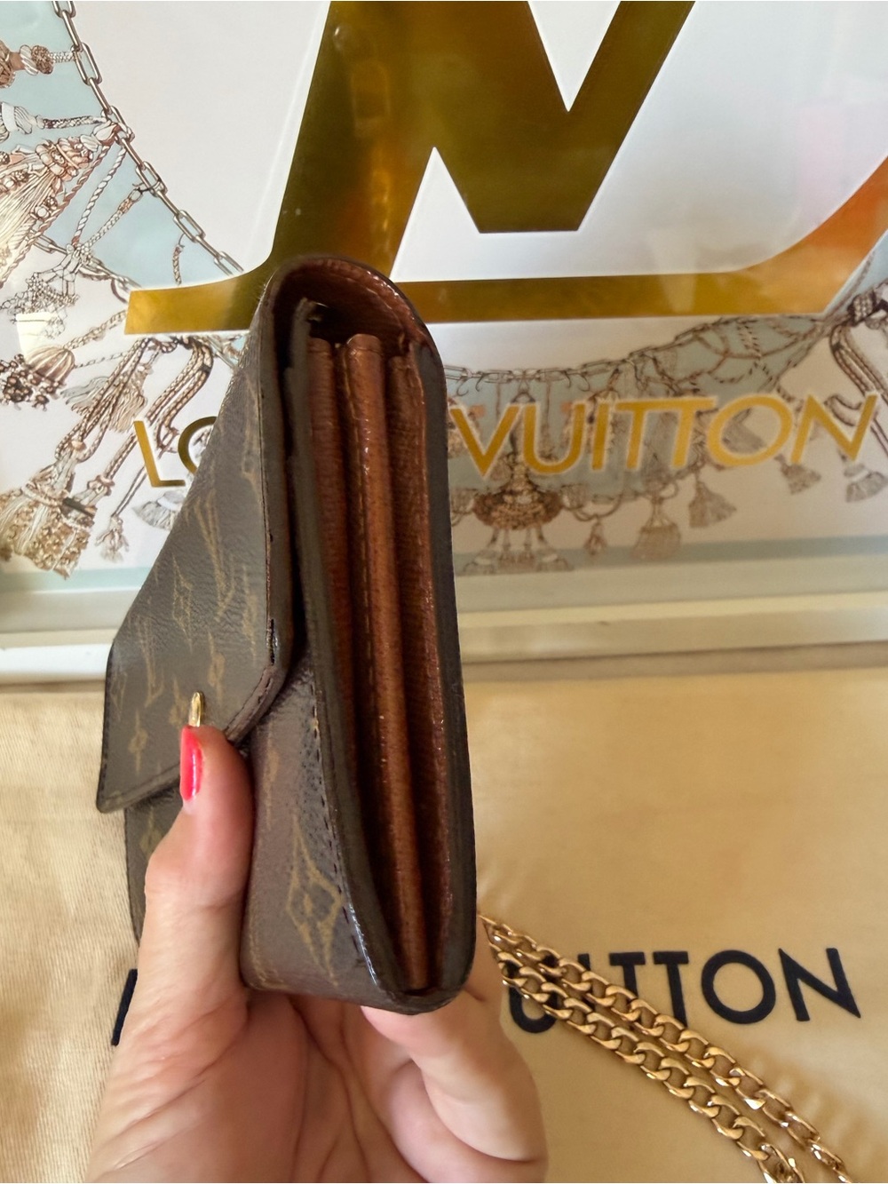 Louis Vuitton Authentic Monogram Sarah Long Wallet on Chain - Picture 11 of 16